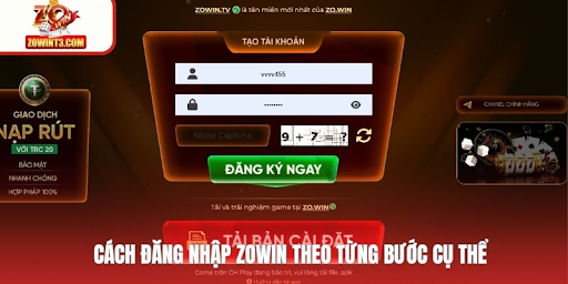 Các bước đăng nhập Zowin cụ thể