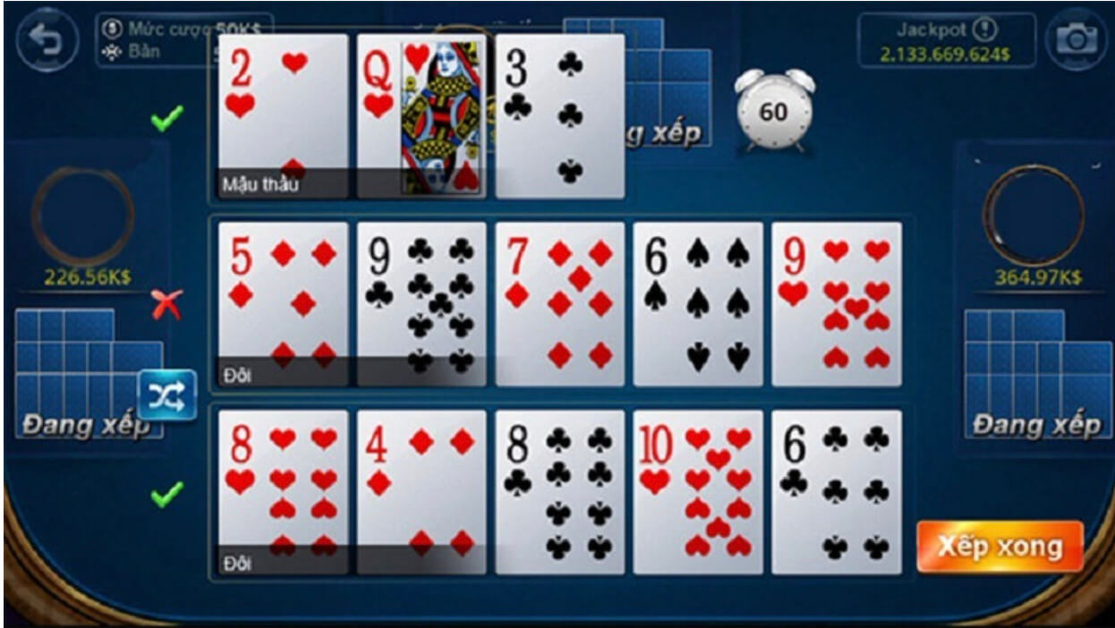 Quy tắc xếp bài và tính thắng thua trong mậu binh Zo win